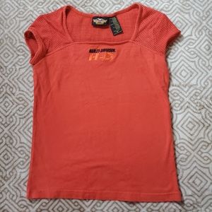 HARLEY DAVIDSON Women's Tank Top Mesh Orange Shirt
